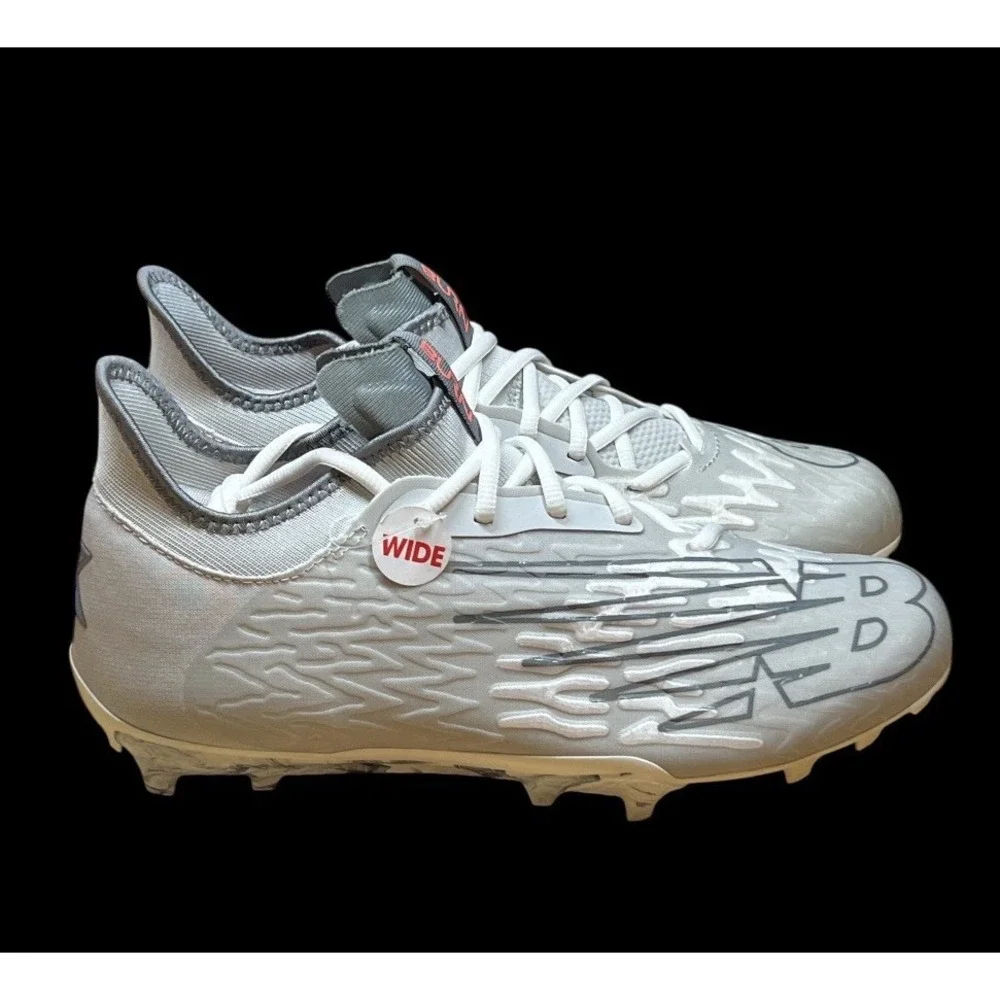 Size 11 WIDE - New Balance Lacrosse Turf Cleats 2E Burnxlx3 Gray White Mens